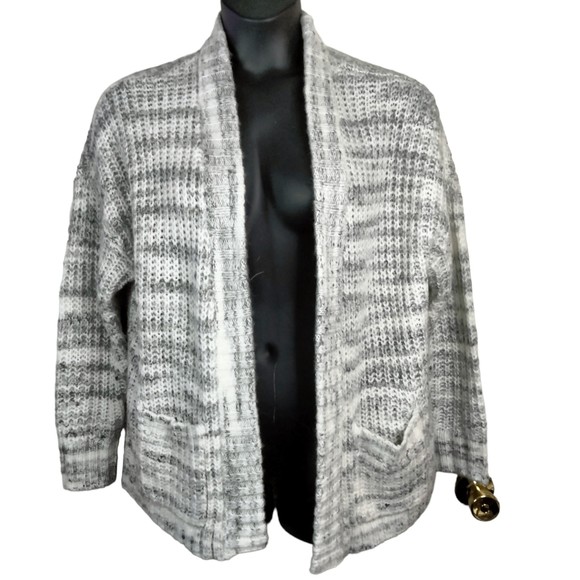 TORRID Cocoon Cardigan Sz 0  L/12 Heather Grey Brushed Fleece Knit 16301641 - Picture 4 of 15